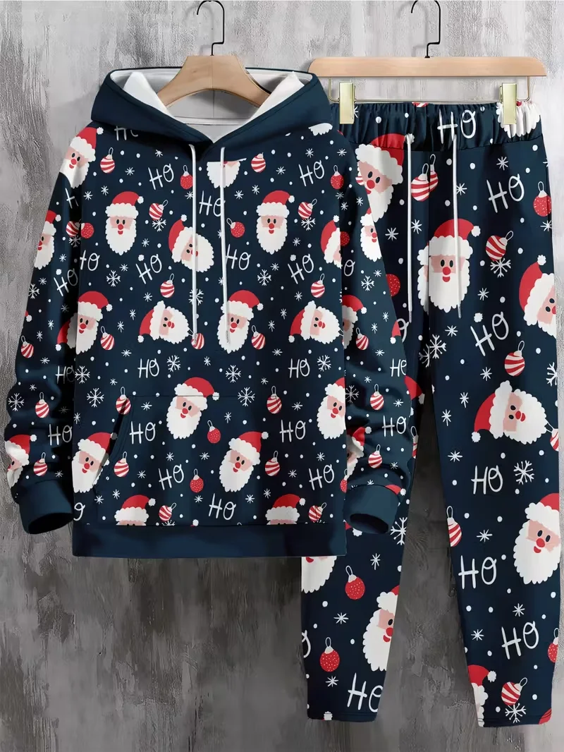 

Autumn and Winter Men Hoodie Set Men Christmas Printed Pattern Hoodie Set Street Sports Hoodie Set Quick Drying Hoodie Set