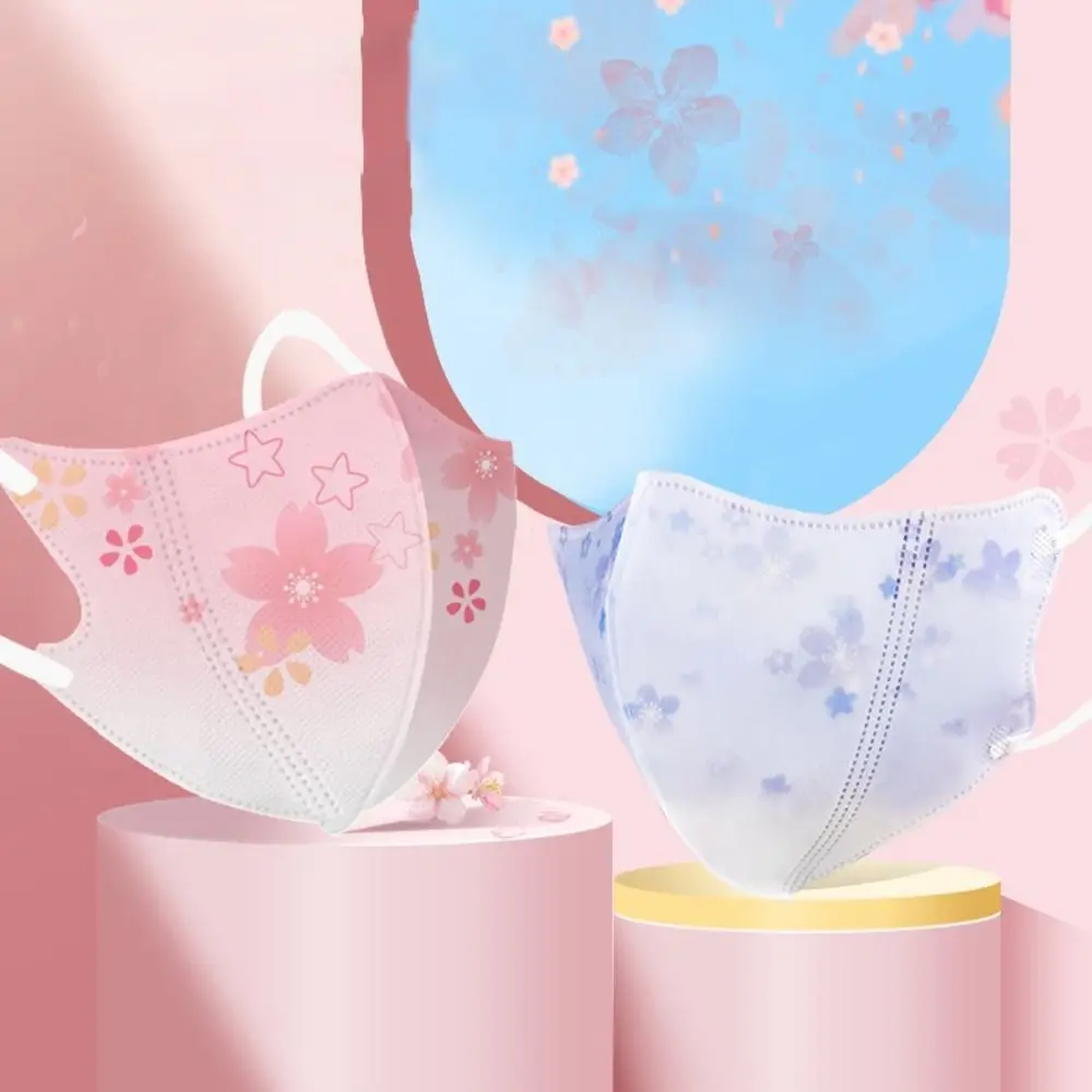 10 pz Sfumatura di Colore di Stampa Maschera Usa E Getta V-face Design 3D Maschera Antipolvere 3 Strati di Protezione Viso Copertura Delle Donne Femminili