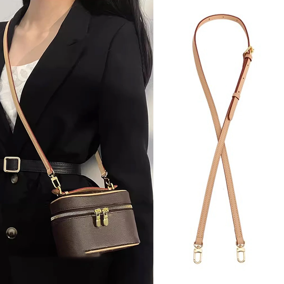 Skórzane paski zamienne, cienkie, długie, regulowane, do torebek luksusowych marek, akcesoria.