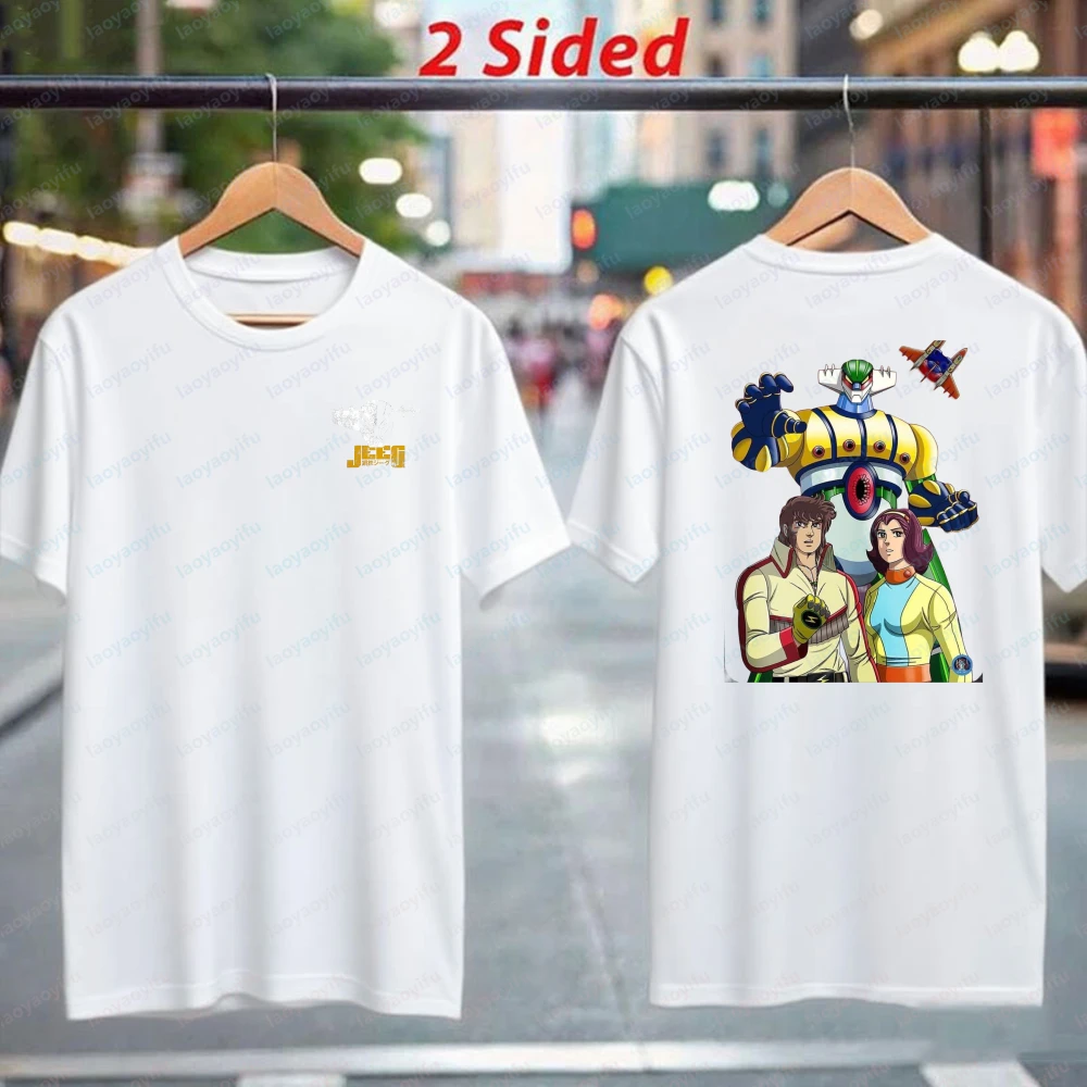 Iron Jack Kotetsu Jeeg Character Print Casual Tops Nostalgic Classic Mecha Cotton T-Shirt for Men's Iron Jack Anime Fans Gift