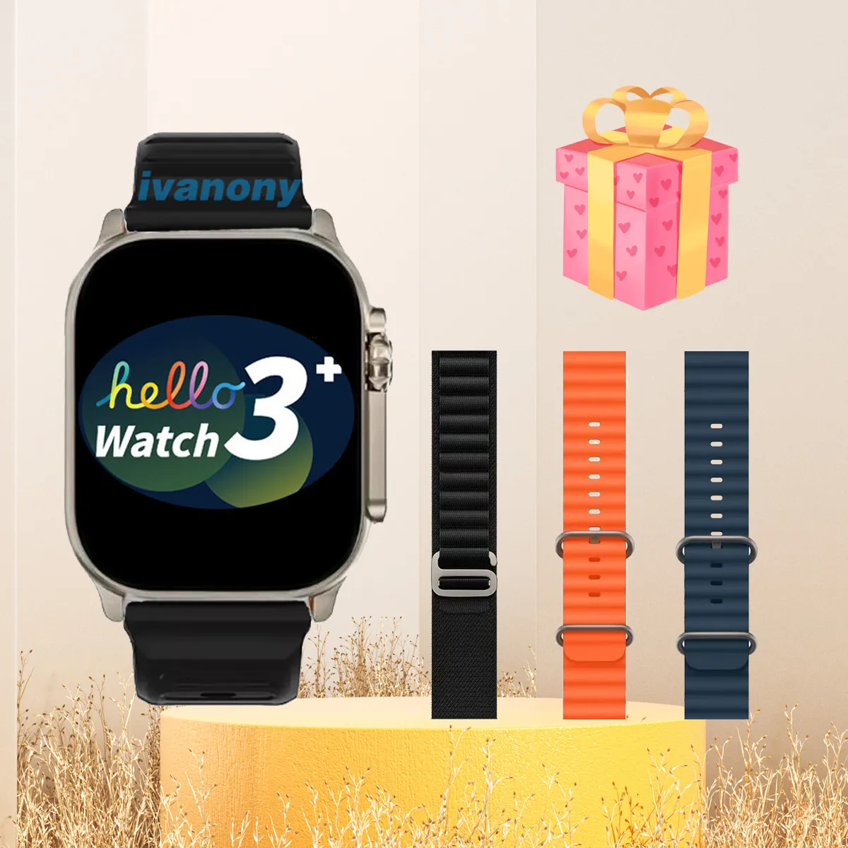 

Original Smart Watch Hello 3 Plus+Straps/Set 49mm AMOLED 4G ROM Bluetooth Call Compass Music Remote Hello Watch Plus Ultra 3