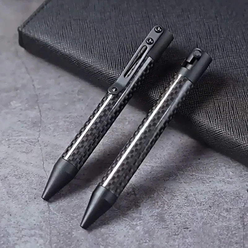 

High Quality Carbon Fiber Tactical Pen Bolt Action Business Signature Ballpoint Pen Emergency Glass Breaker Survival Supplies