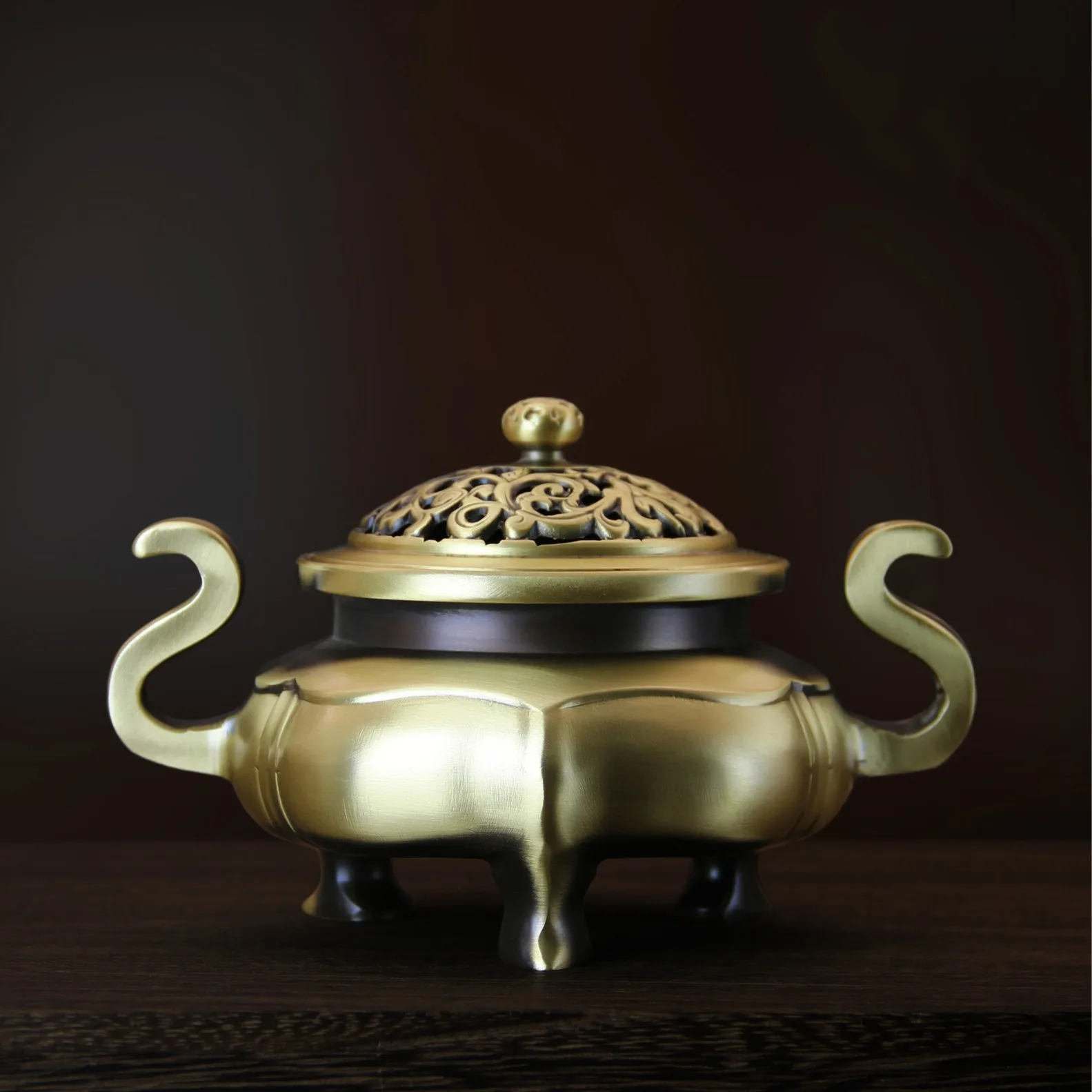 HYS brass with lid, begonia incense burner, incense road copper ornament, creative ornament, home office gift