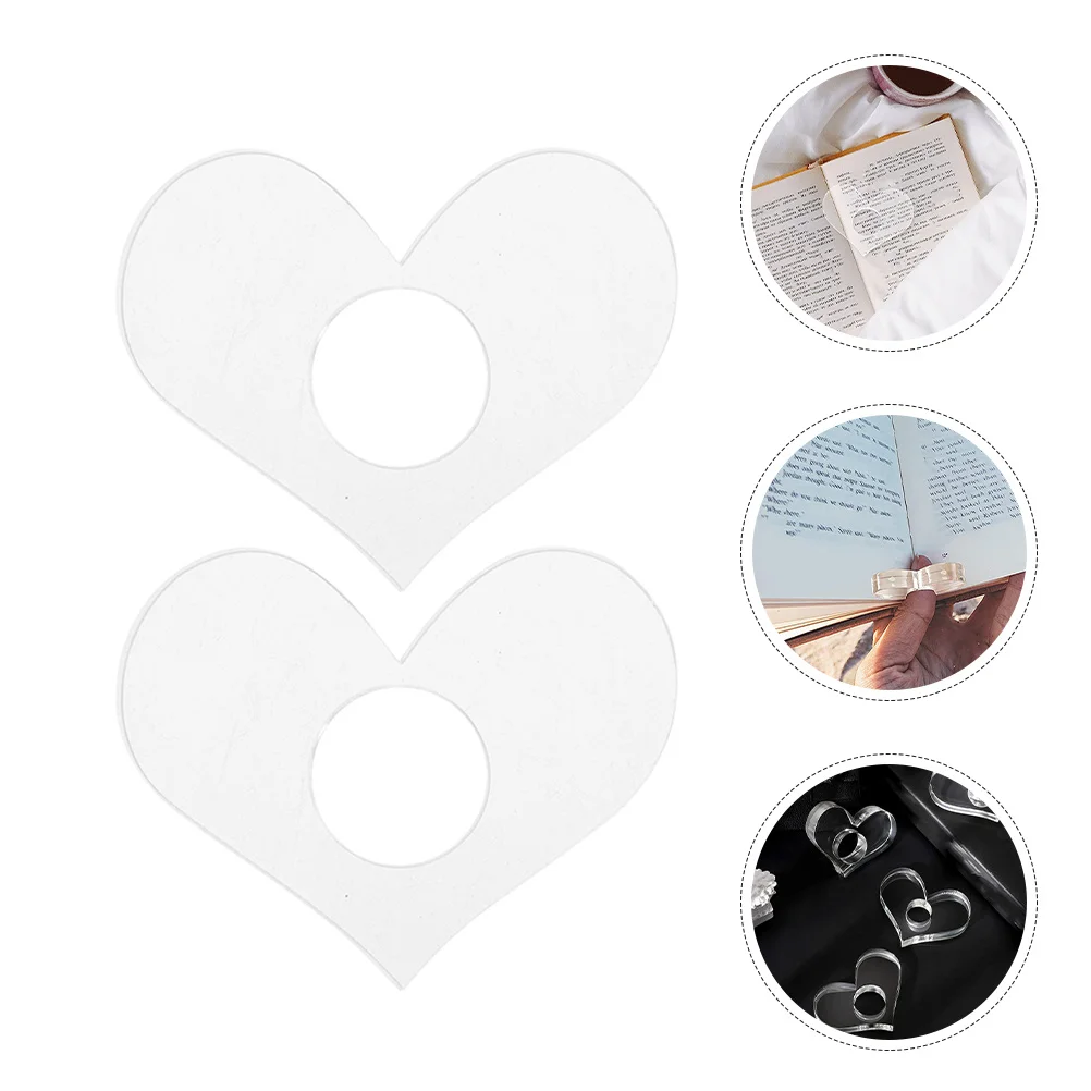 

4Pcs Transparent Acrylic Heart Shaped Thumb Bookmarks Reading Accessories Page Holders for Books Textbooks