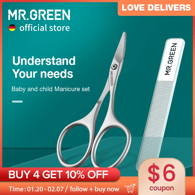 

MR.GREEN Baby Safety Nail Scissors Nail Care Clippers Cutter Newborn Baby Convenient Daily Nail File Shell Shear Manicure Tool