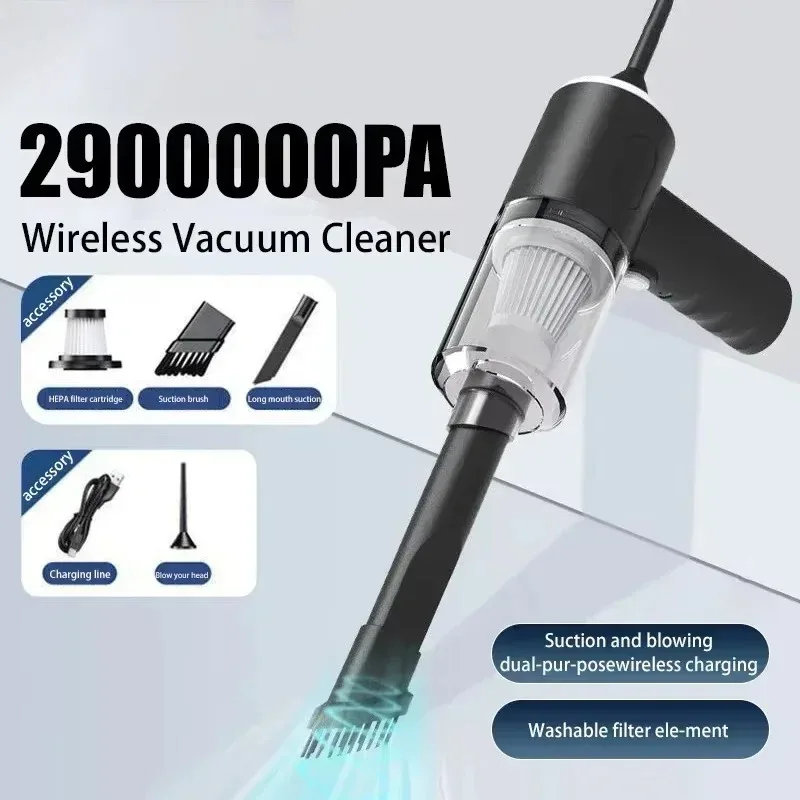 New Wireless Car Vacuum Cleaner USB Charging 1200mAh Portable Cleaning Appliance Mini Wet and Dry Blow Vacuum Cleaner Household