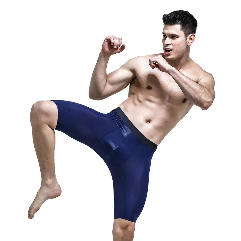 Mens Underwear Boxers Shorts Homme Transparent Panties Man Ice Silk Breathable Pouch Long Leg Underpants Cueca Large Size L-5XL