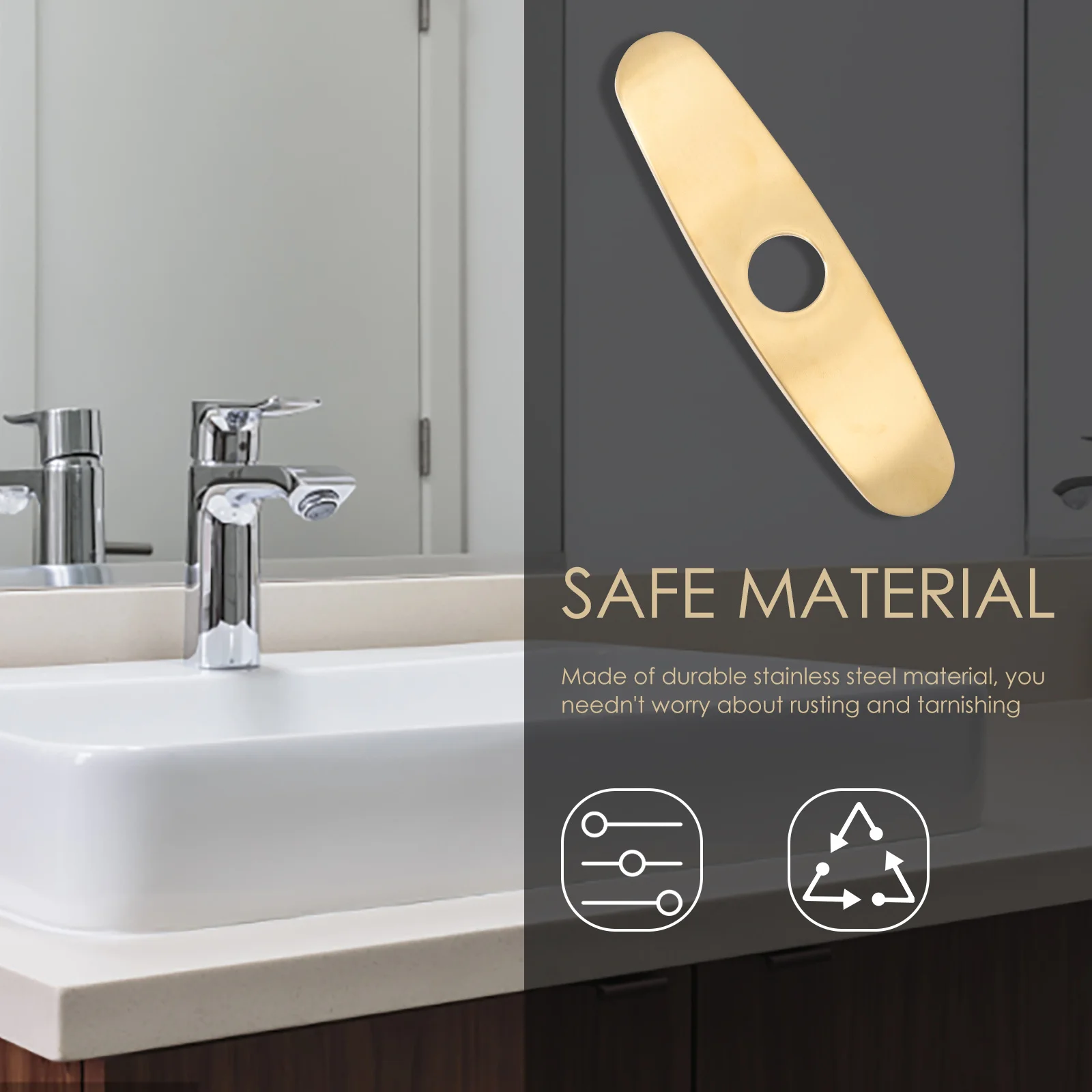 

Stainless Steel Sink Hole Cover For Kitchen Panel Decorative Home Faucet Plate Bathroom Accessory Kitchen Supply Faucet