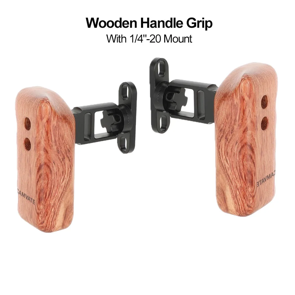 

Деревянная боковая ручка камеры CAMVATE с розеткой и креплением 1/4 дюйма для ручек в клетку