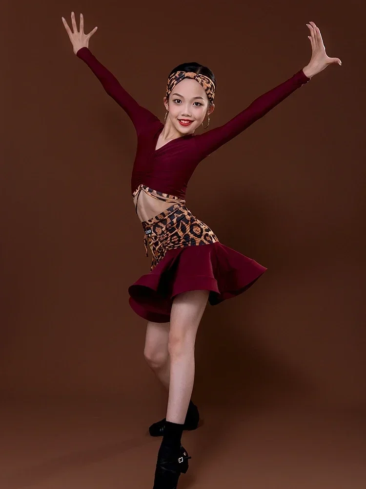 

Kids Rumba Samba Dance Dress Performance Suit Stage Latin Dance Clothing Girls Latin Cha Cha Tango Ballroom Dance Suit