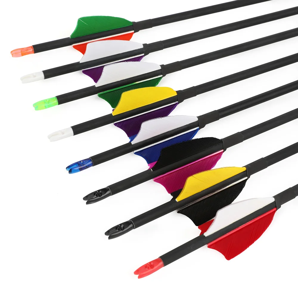 32 "SP1000 tiro con arco flecha de carbono mezclado ID4mm OD6mm 2" pluma de pavo 60Gr puntas de flecha arco tiro con arco objetivo entrenamiento caza - imagen 5