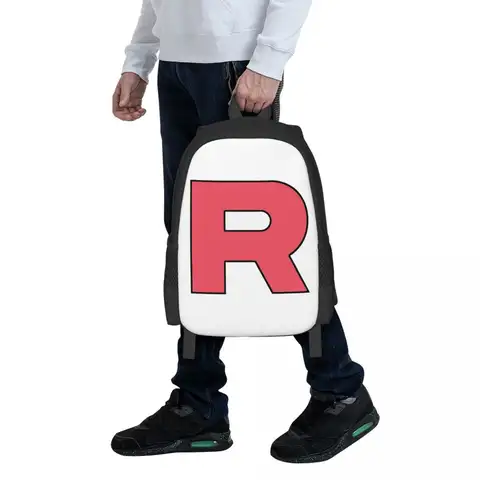 Letter R Team Rocket Logo Student Backpack School Bag Hiking Travel Daypack for Boys Girls Fashion Bookbag Shoulder Bags