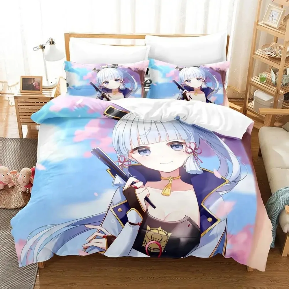 Game Genshin Impact Kamisato Ayaka Bedding Set Duvet Cover Bed Set Quilt Cover Pillowcase Comforter king Queen Size Boys Adult