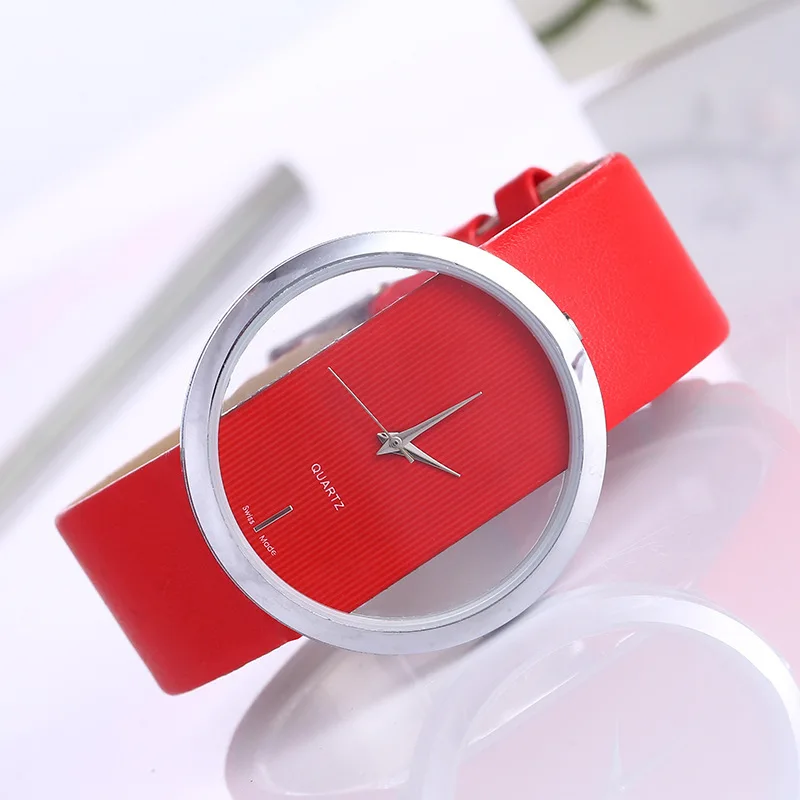 New Fashion Women Watches Famous Hollow Ladies Wrist Watch Women Transparent Leather Strap Quartz Watch Relogio Feminino Clock