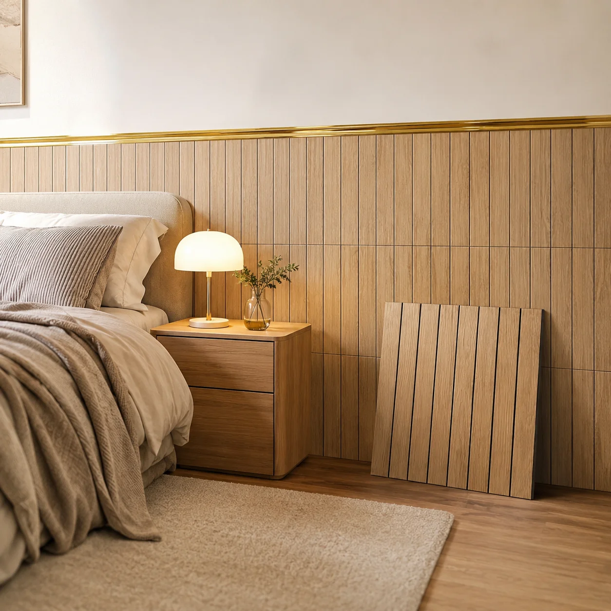 Self-Adhesive Fluted Wall Panels,Retro Wooden Grain Wall Stickers,Peel And Stick Removable for TV Bedroom Staircase Wall Decor