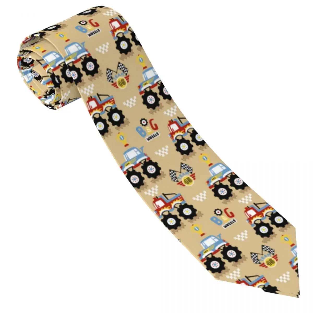 Mens Tie Classic Skinny Cartoon Truck Race Car Neckties Narrow Collar Slim Casual  Gift