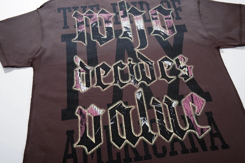 Herren T-Shirt mit Grafik-Print, Lustiges Strass-Oberteil, Übergroßes Y2K Streetwear Cyberpunk Waschbaumwoll-T-Shirt, Retro Skate Street Outfit für den Sommer – Detail 12