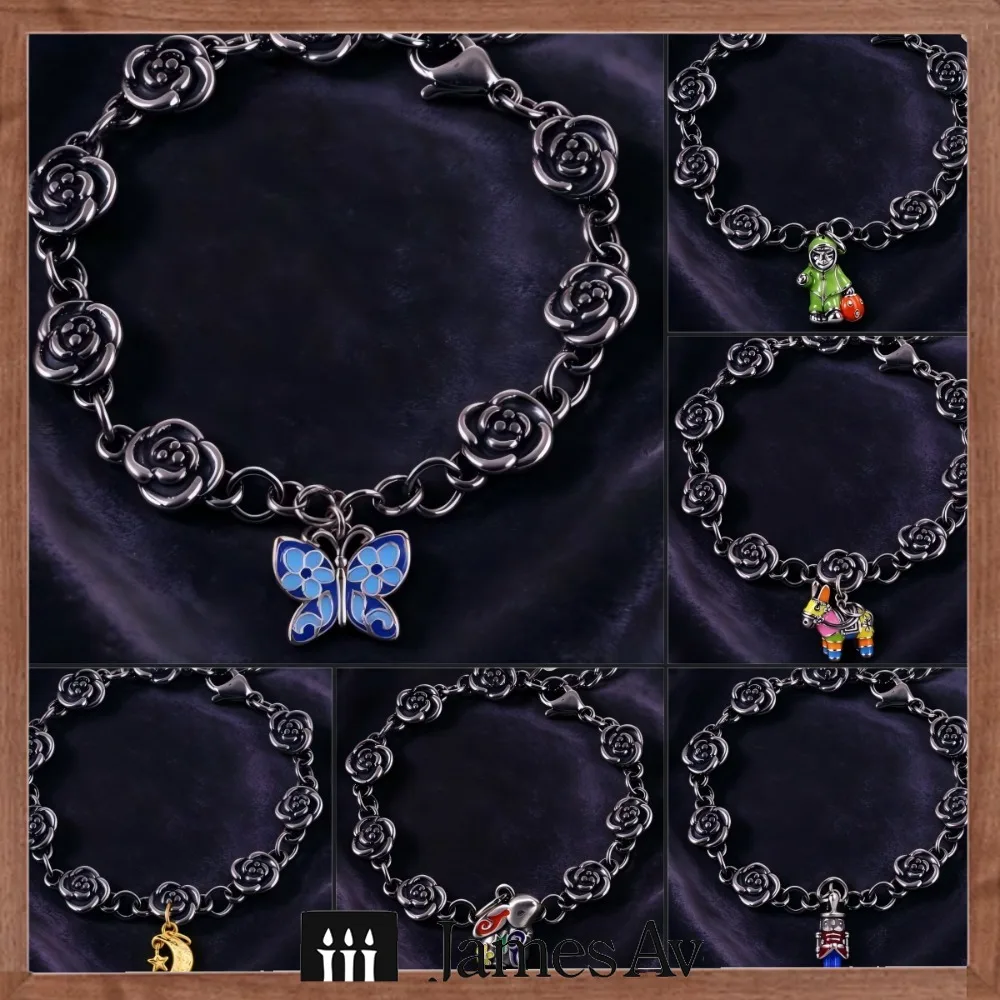 S925 Silver 2027 Retro Rose Chain Bracelet Nutcracker Soldier Charm Great Design Enamel Decor Bracelet For Ladies Birthday Gift