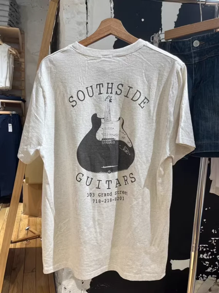 New American Vintage Guitar Print T-Shirt for Woman Short Sleeve Round Neck Loose Tshirt 2023 Summer Rock Punk Tee Shirt Tops