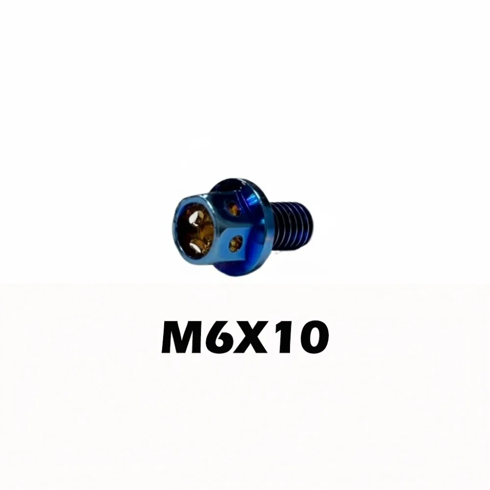 High Quality M6 Titanium Bolt 10/15/20/25/30/35/40/45/50/60 With Drilled Holes Titanium Flange Blue Titanium Screws Motorcycle