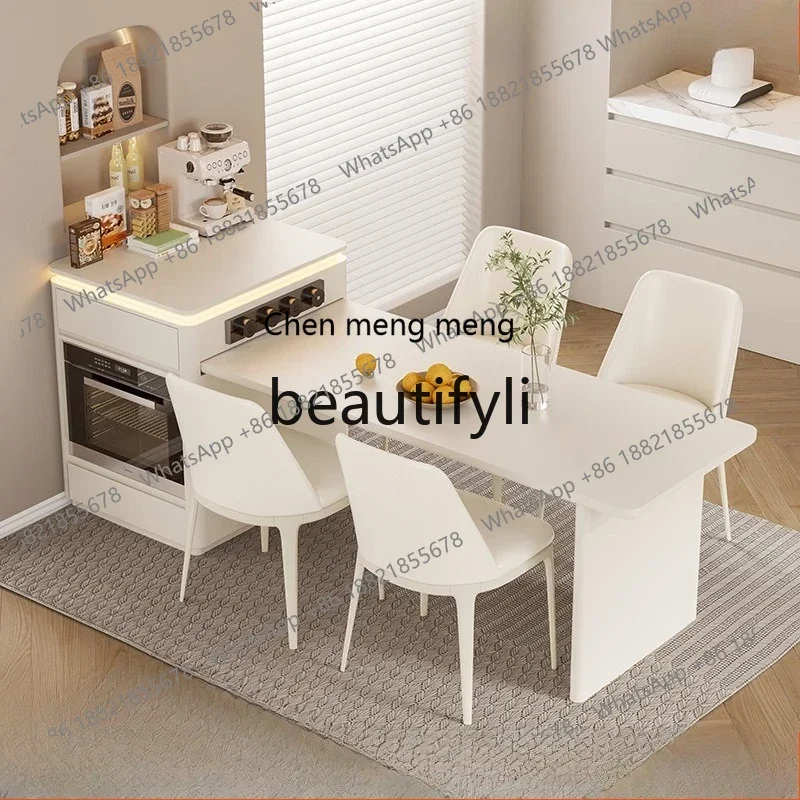 S7486 ss Island Dining Table Integrated Retractable Rock Plate Against The Wall Open Kitchen Island Table High-end Sense Small A