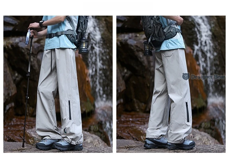Sommerliche, dünne Outdoor-Wanderhose für Herren, lässige Hose mit magischem Kordelzug, Reise-Cargohose, dekorative Taschen, Herrenhose – Detail 2