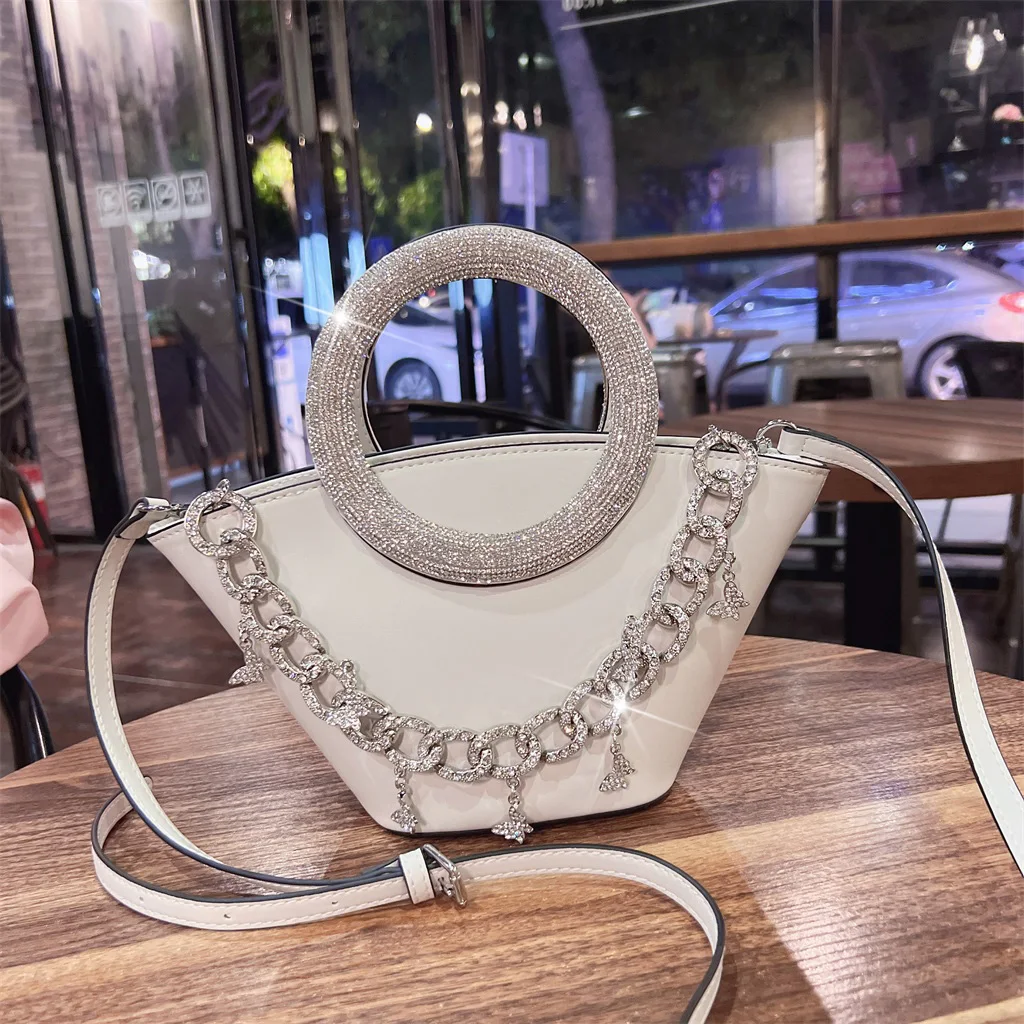 Senior handbag woman 2024 new diamond-encrusted fashion tote bag every commuter shoulder bag texture crossbody bag