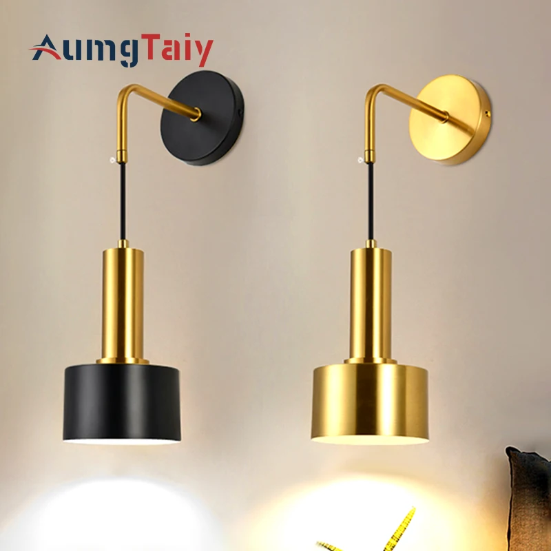 

New 12W LED Wall Sconces Gold Black Color Bedside Wall Lamp for Kitchen Bedroom Foyer Living Room Hotel Room Decoration