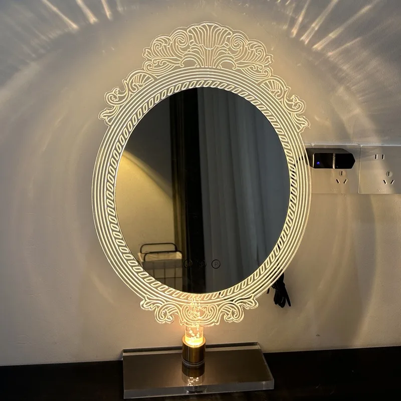 French Twilight Mirror Dresser Touch Fill Light Large Rotatable Makeup Mirror