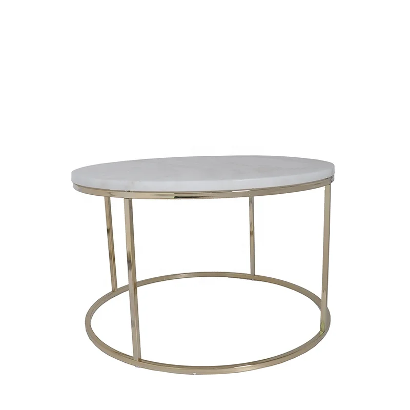 custom.2023 Hot Selling Good Quality Marble Table Top with Pvd Coating with Shiny Color   Iron Leg Coffee Table Sets