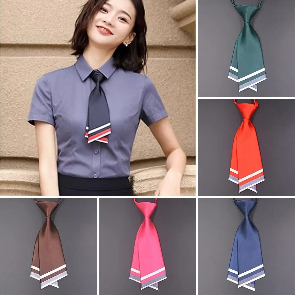Fashion Bow Knot Necktie Solid Color Adjustable Cravat Vintage Uniform Shirt Bow Knot Tie for Women