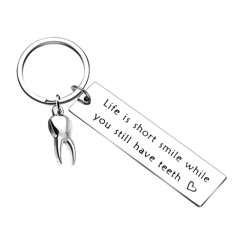 New Humour Gift Funny Key Chain Ring Teeth keychains pendant The Elderly Gift