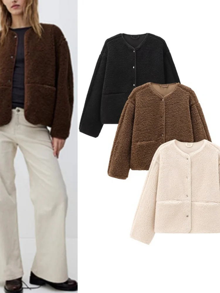 

Модный круглый Ne ort Teddy Fce Jaet, женская повседневная удобная простая осенняя новая поступление, верхняя одежда