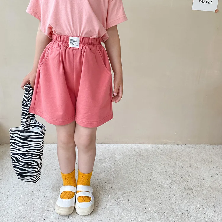 Summer Solid Color Toddler Girl Loose Shorts For Girls Cotton Children Sports Shorts Baby Short Pants Kids Clothing 1-10 Years