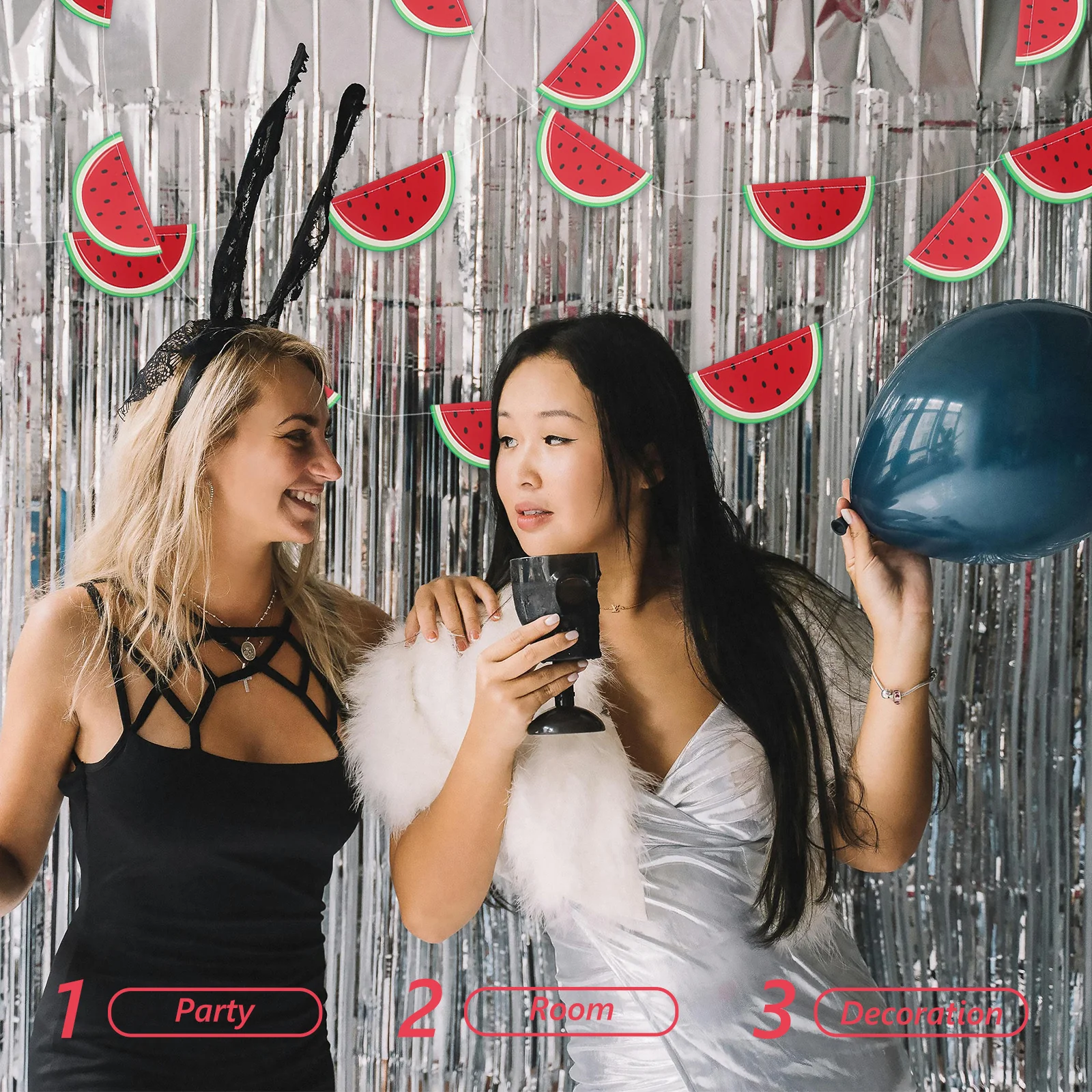 

4Pcs Watermelon Banner Decorations Festive Hanging Garland for Birthday Party Room Decor Outdoor Gathering Watermelon Themed