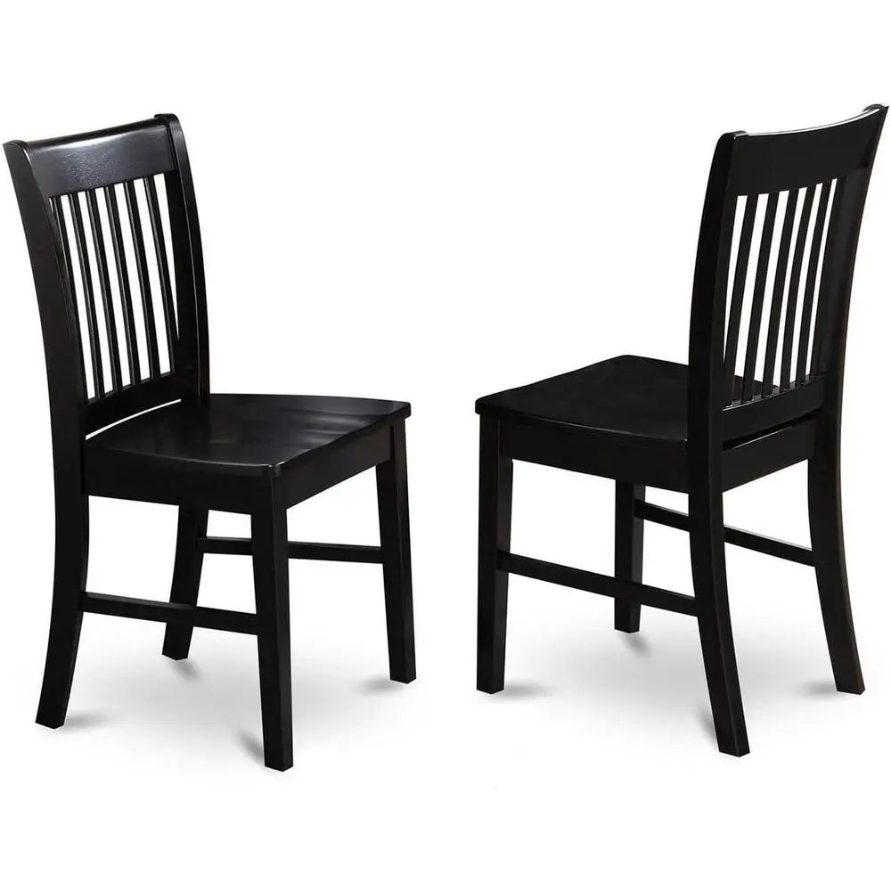 

Slat Back Wooden Seat Kitchen Chairs, Set of 2, Black
