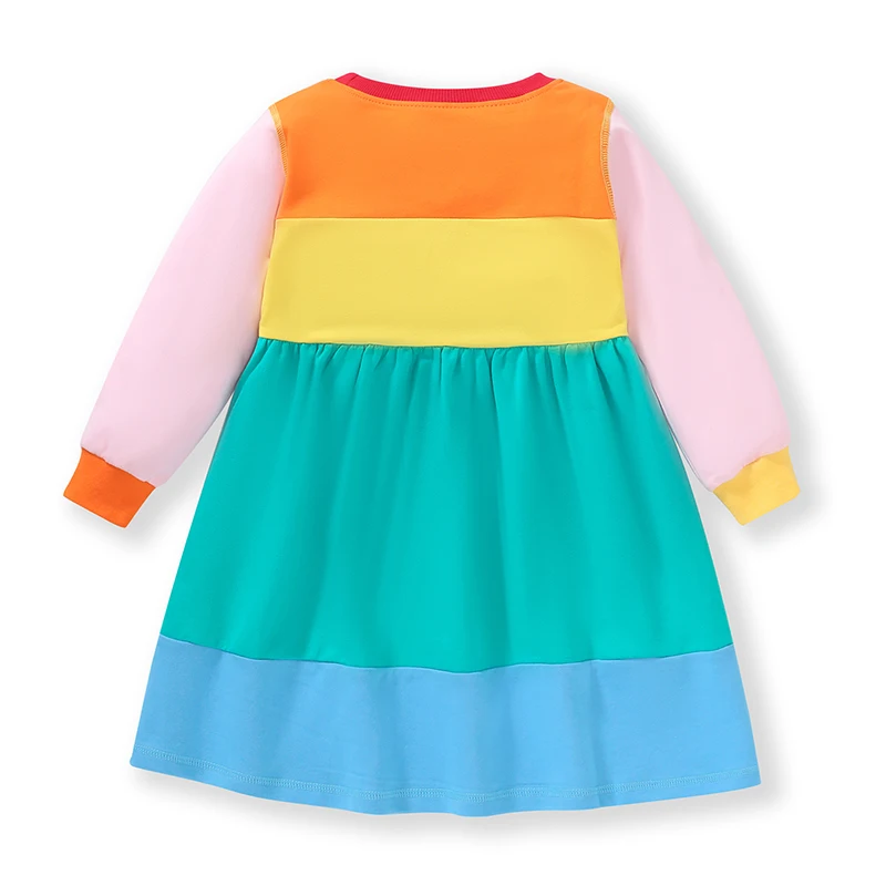 Little maven Casual Dress Children\'s Clothing Cotton Baby Girls Cartoon Rainbow Spring and Autumn Clothes Kids Costumes