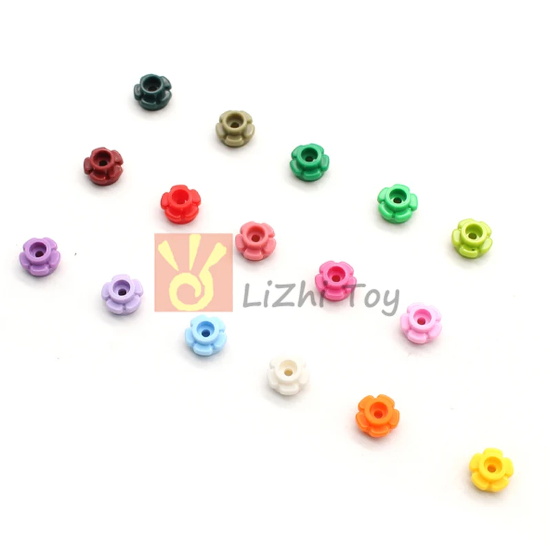 100pcs MOC Brick 24866 Plate Round 1x1 with Flower Edge 5 Petals Building Block Plant Garden Compatible with Grass Assembled Toy