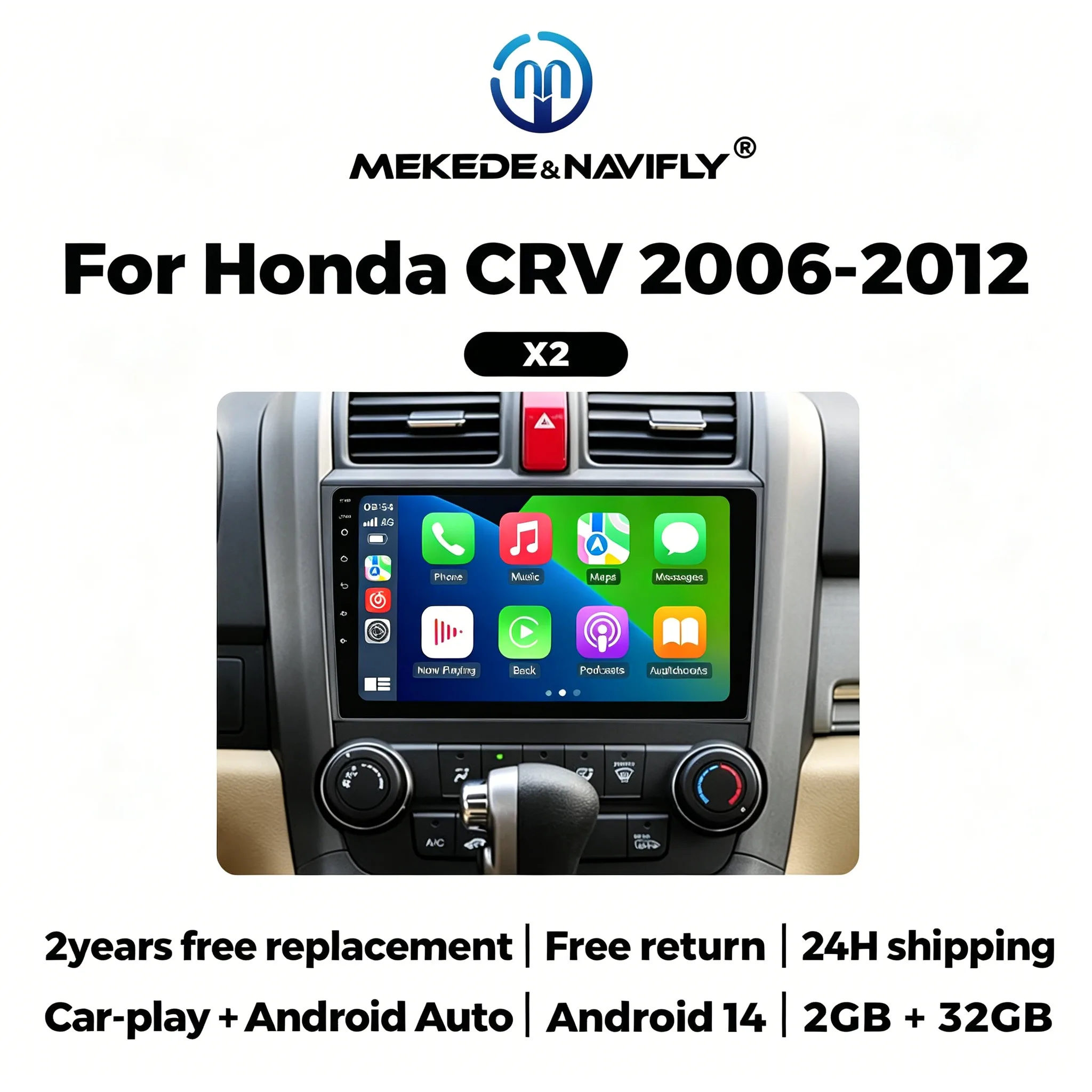

Android Auto Car Radio Touch Screen For Honda CR-V 3 RE CRV 2007-2011 Multimedia Video Player 2Din Stereo GPS Carplay Head Unit