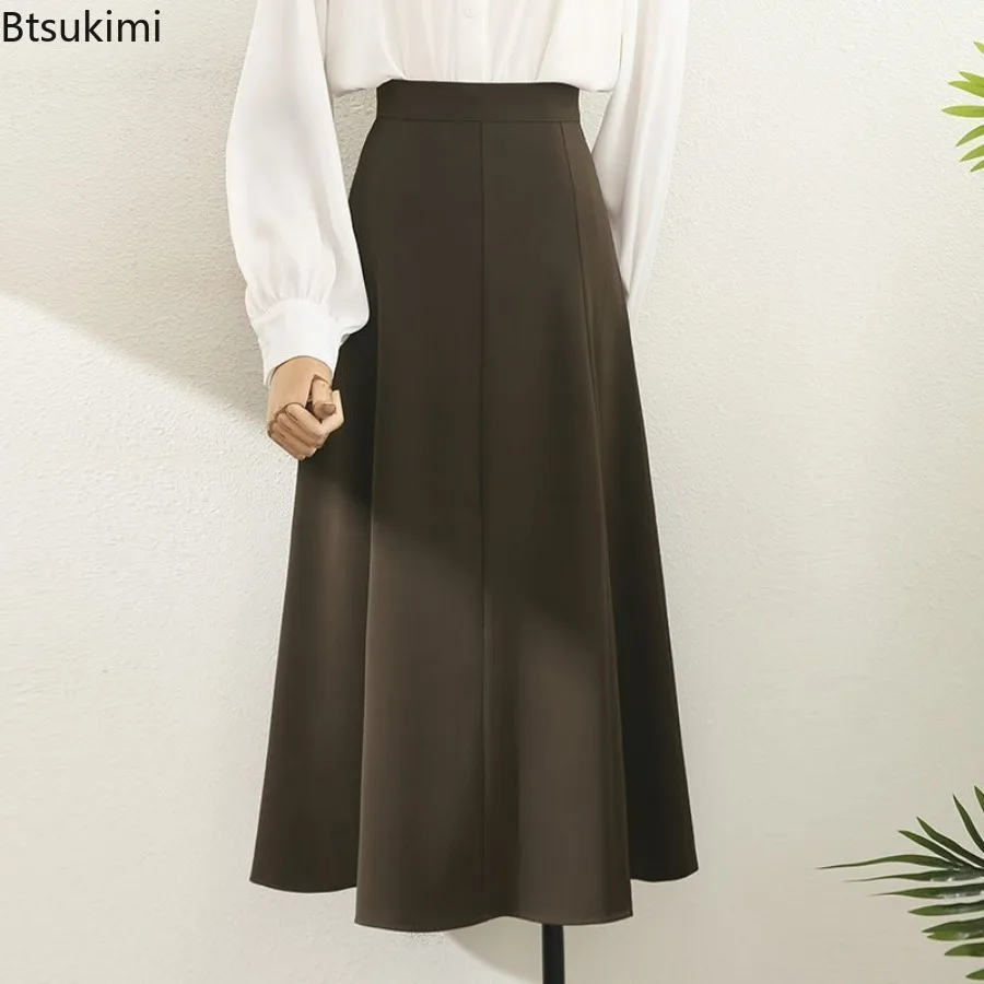2025 Spring Summer New High Waisted A-line Suit Skirts Pleated Elegant Skirt Loose and Versatile Umbrella Skirt for Women Office