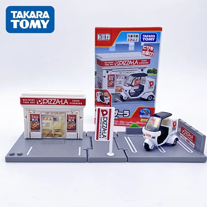 

Takara Tomy Tomica DIY Pizza Shop Building Model Toy Car with Delivery Vehicle Exquisite gifts for children