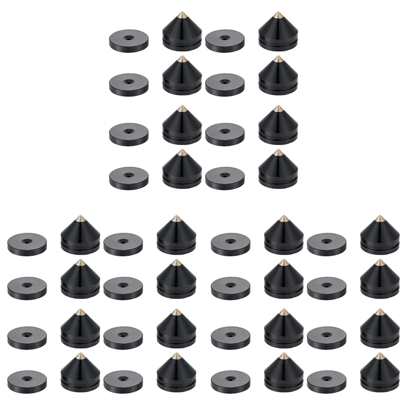 

24 Set Speaker Stand Feet Foot Pad Aluminium Alloy Metal Spikes Cone Floor Foot Nail Black