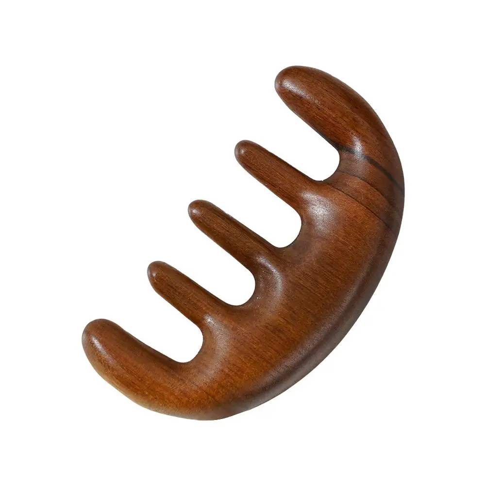 Wooden Massage Comb Head Face Scalp Gua Sha Massager Body Wide Tooth Scraping Natural Sandalwood Massage Facial C2V4