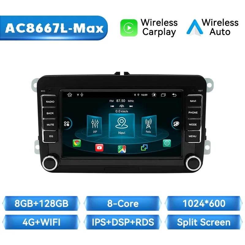 Xonrich Draadloze Carplay Auto Radio Voor Volkswagen Vw Passat B6 B7 Cc Tiguan Touran Golf Polo 128Gb Multimedia Gps 2din Autoradio