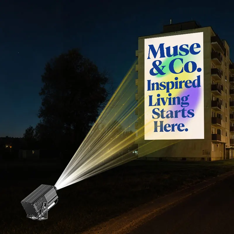 

Wall Logo Gobo Projector Outdoor Waterproof IP67 200W/300W/600W High Power Projection Lamp Customized LED Advertising Lights