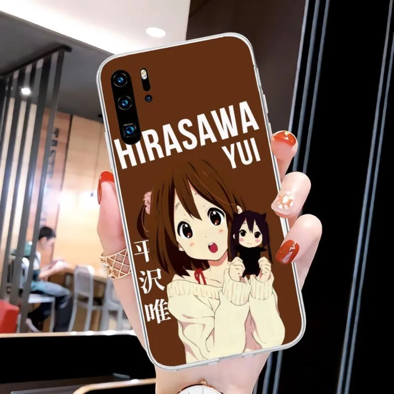 K-ON Hirasawa Yui Cell Phone Case for Huawei P50 P40 P30 Pro Mate 40 30 Pro Nova 8 8i Y7P Honor Clear Phone Cover Funda