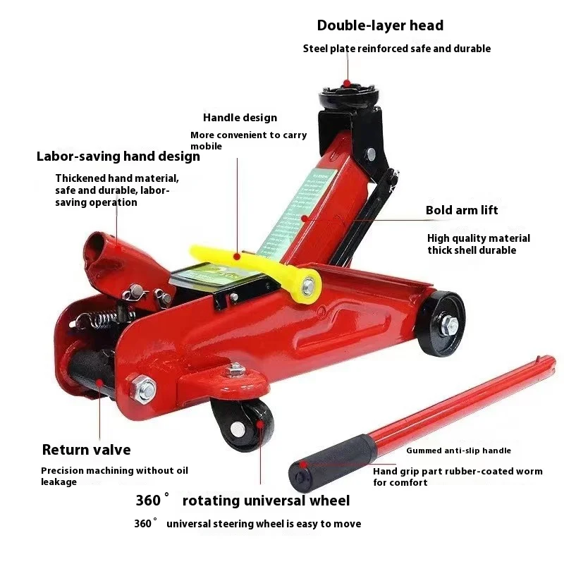 2-ton car hydraulic jack, car hydraulic tire replacement, lifting and repair tool, car emergency tool 13cm-30cm