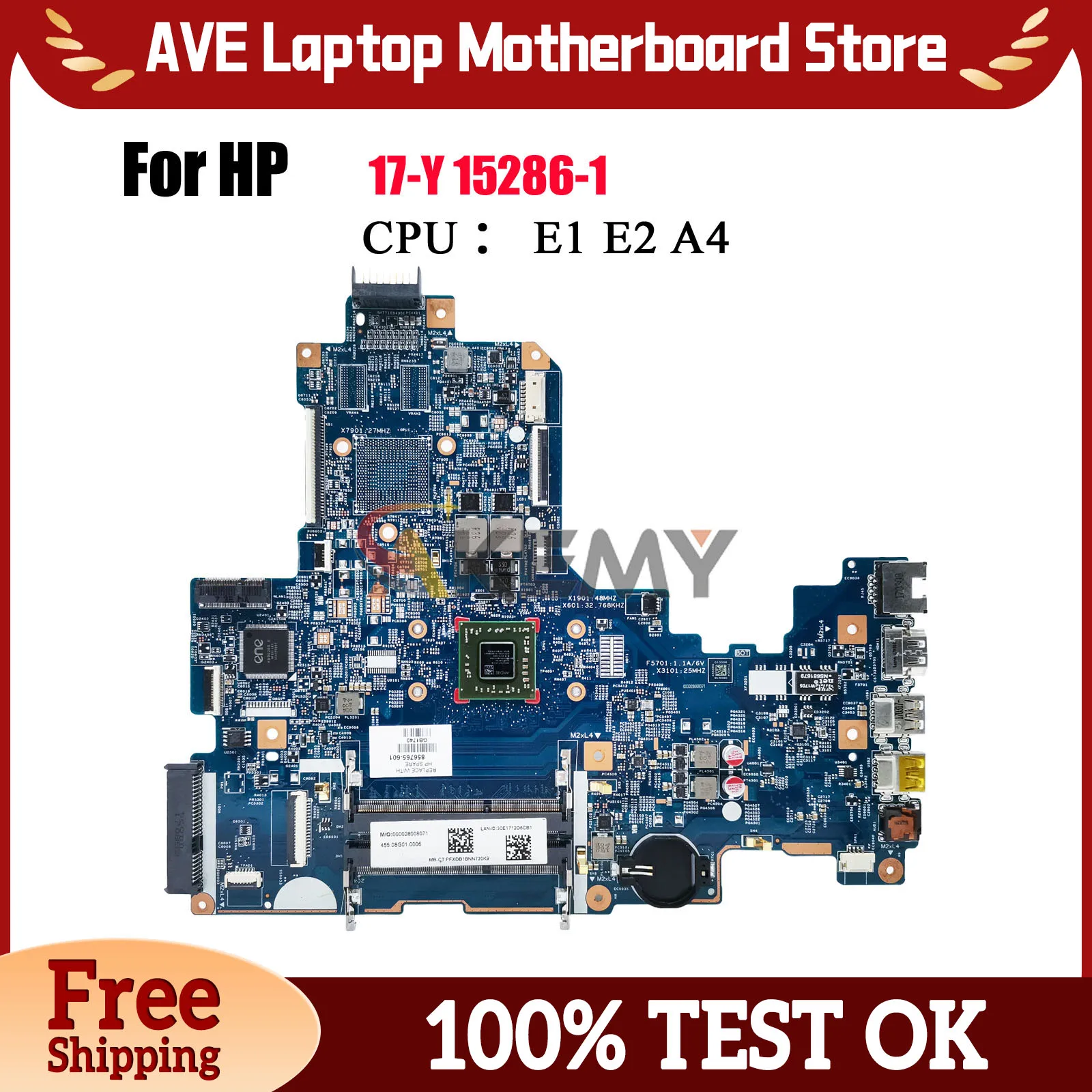 

15286-1 для ноутбука HP Pavilion 17-Y, материнская плата с процессором E2 A6 A8 856764-601 856763-601 DDR3, 100% полностью протестировано