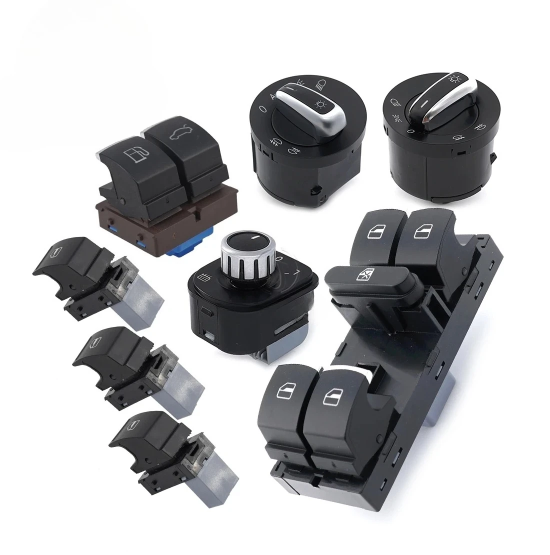 

5ND941431A 5ND941431B For VW Golf 5 6 GTI Mk5 Mk6 Jetta 5 6 Passat B6 Touran Tiguan SEAT Chrome Headlight Window Switch