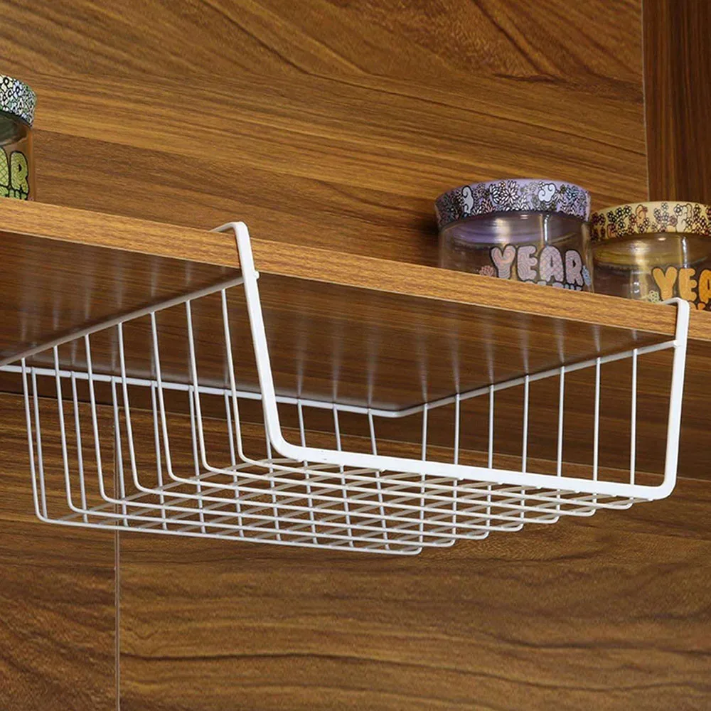 Under Shelf Basket - Under Cabinet Shelf Organizer, Hanging Net Basket Home Large Capacity Hanging Storage Baskets Shelves Spice